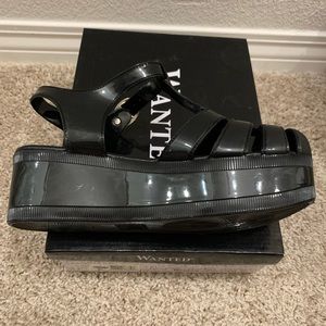 Wanted Black Platform Jellypop Sandals size 8